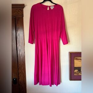 Vintage 1980s Fuchsia Batwing Dress L